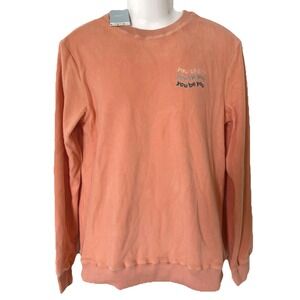 Eubi Sweatshirt Womens M Soft AF You Be You Embroidered Fleece Pullover Orange